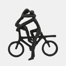 16469-01#Metal, 10"h Couple On Bike, Black