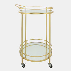 16515#Metal 32"h Round 2-layered Bar Cart, Gold
