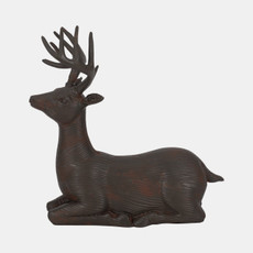 16553-02#Resin, 11"h Laying Reindeer Deco, Brown