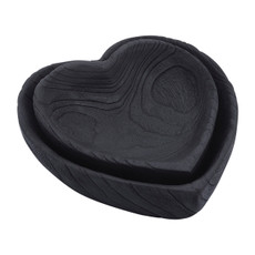 16568-02#Wood, S/2 9/10" Heart Bowls, Black