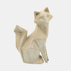 14809-07#Cer, 10" Beaded Fox Figurine, Champagne