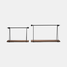 16623#Metal/wood, S/2 12/14"h Swing Like Wall Shelves, B