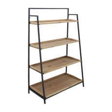 16647#Wood/metal, 52"h Folding 4-layered Shelf, Brwn/blk