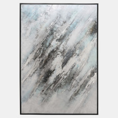 70078#50x74 Abstract Canvas, Gray On Black Frame