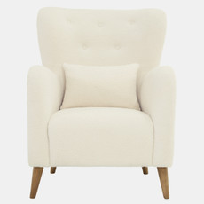 16736#Wood, Winged Arm Chair, Ivory Kd