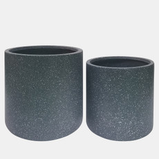 16822-01#Resin, S/2 13/16"d Round Nested Planters, Gray