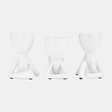 16841-01#Cer, S/3 8" Sitting Humans, White