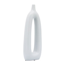 16848-02#Cer, 14"h Open Cut-out Vase, White