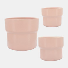 16772-04#Cer, S/3 7/9/10"d Mushroom Planters, Blush