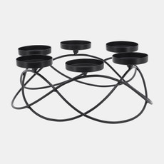 16890#Metal, 14"l 6-pillar Holders, Black