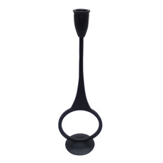 16928-02#Metal, 13"h Round Taper Candle Holder, Black