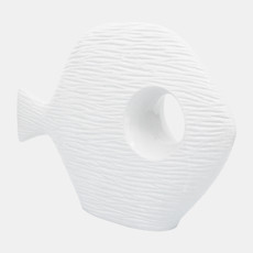 16956-02#Cer, 20" Textured Fish, White