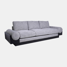 17046-02#3- Seater Bolster Sofa - Black Wood Base - Tan/blk