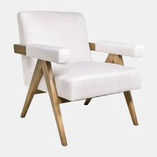 17051-03#Wood - Scandinavian Accent Chair - Ivory