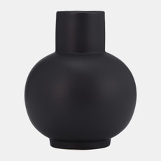 17055-02#Cer, 8"h Bulbous Vase, Black