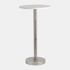 17061#Metal, 24"h Round Drink Table - Flat Base, Silver