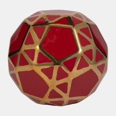 13035-18#Ceramic Orb 6" Red/gold