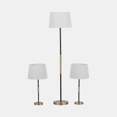 50690-01#Metal, S/3 26/60" Slim 2-tone Lamps,antique/black