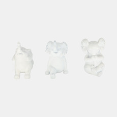 17197-03#Resin, S/3 6" Stone Look Yoga Elephant, White