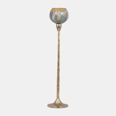 17181-03#Glass, 24"h Tealight Holder, Wickhom Gray