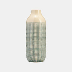 17366-03#Cer, 12"h 3-tone Vase, Light Blue Green