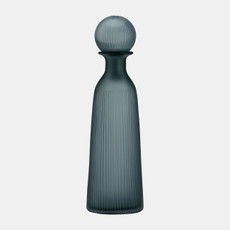 17391-01#Glass, 17"h Vase W/ Lid, Blue/gray