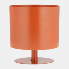 17427-04#Ec Metal,10",flat Round Base Planter,burnt Orange