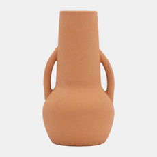 17414-04#Cer,8",vase W/handles,terracotta