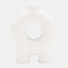 17419-01#Cer,7",donut Footed Vase,white