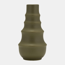 17420-03#Cer,11",ring Pattern Vase,olive