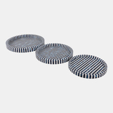 17501#Resin, S/3 12/14/16" Round Trays Blue