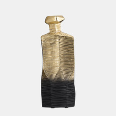 17500-02#Metal,16",rigged Vase,gold/black