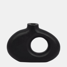 17558-02#Wood, 10x7"h Cut-out Vase, Black