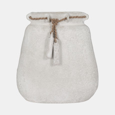 17548-01#Ecomix, 16"h Vase W/ Jute Detail, White