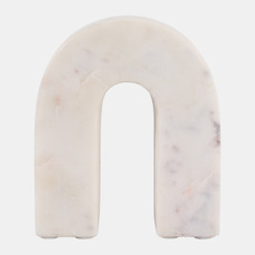 17596-02#Marble, 6"h Horseshoe Tabletop Deco, White