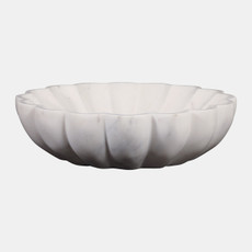 17599#Marble, 12"d Shell Shaped Bowl, White