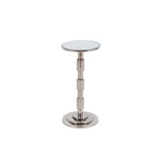 17628#Metal, 10"dx21"h Side Table W/ Mirror Top, Silver 