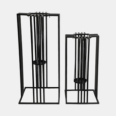 17632#Metal, S/2 20/26"h Open Lanterns, Black