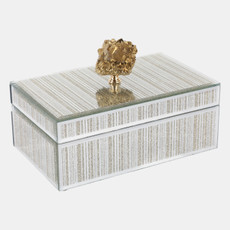 17646#Glass, 8x5" Jewelry Box, Stone Top, Gold