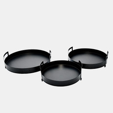 17684#Metal, S/3 15/17/18" Tray With Handles, Black