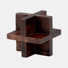 17709-01#4", Cross Wooden Orb, Brown