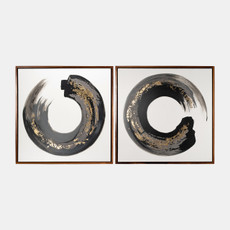 70238#95x47,s/2 Hand Painted Letter O Frames, Blk/gold