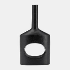 17764-01#Metal,12"h, Small Modern Open Cut Out Vase,black