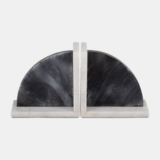 17779#Marble,s/2 6"h,rounded Bookends,black/white