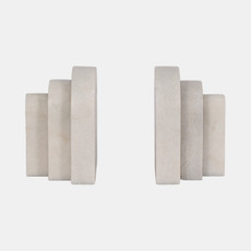 17781#Marble, S/2 6", Layered Arches Bookends,white