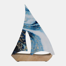 17664-02#Wood, 9x12" Sailboat Enamel Print, Multi