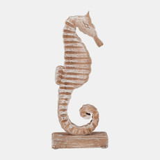 17667-02#Wood, 13"h Seahorse, Rustic White