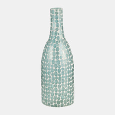 17680-02#Glass, 15"h Mosaic Vase, Blue