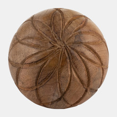 17682#Wood, 5" Textured Orb, Brown