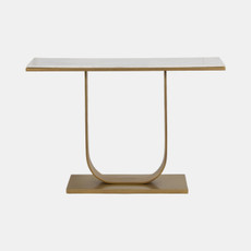 17817#Metal/marble, 47x32 Accent Table, Gold/white